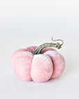 3.5" x 4.5" Faux Light Pink Velvet Pumpkin