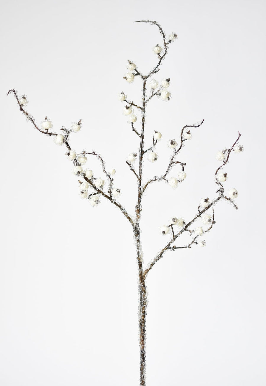 29" Faux Iced White Berry Stem