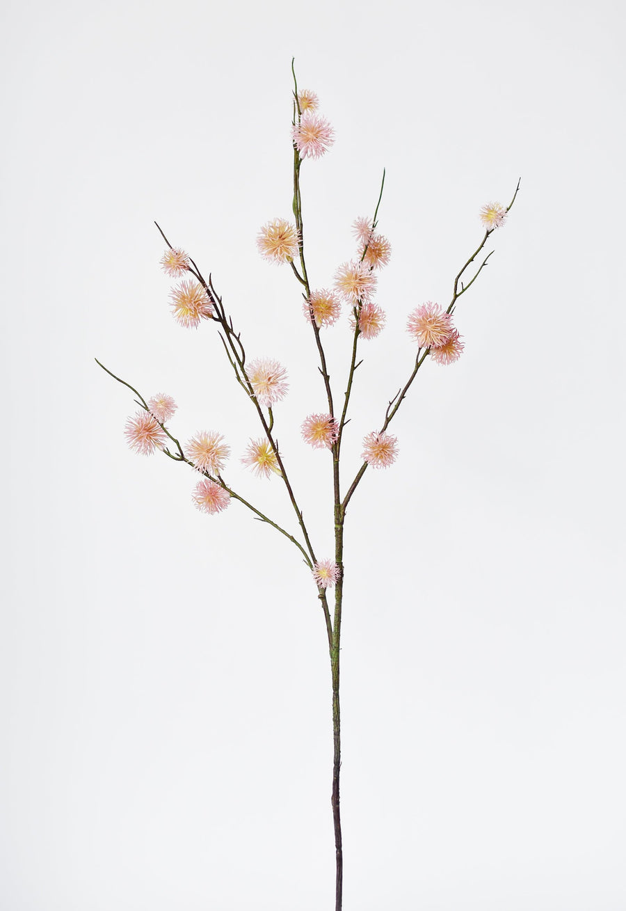34" Faux Pink Sycamore Fruit Ball Stem