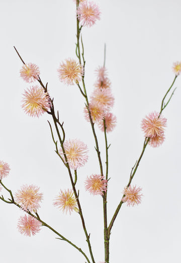 34" Faux Pink Sycamore Fruit Ball Stem