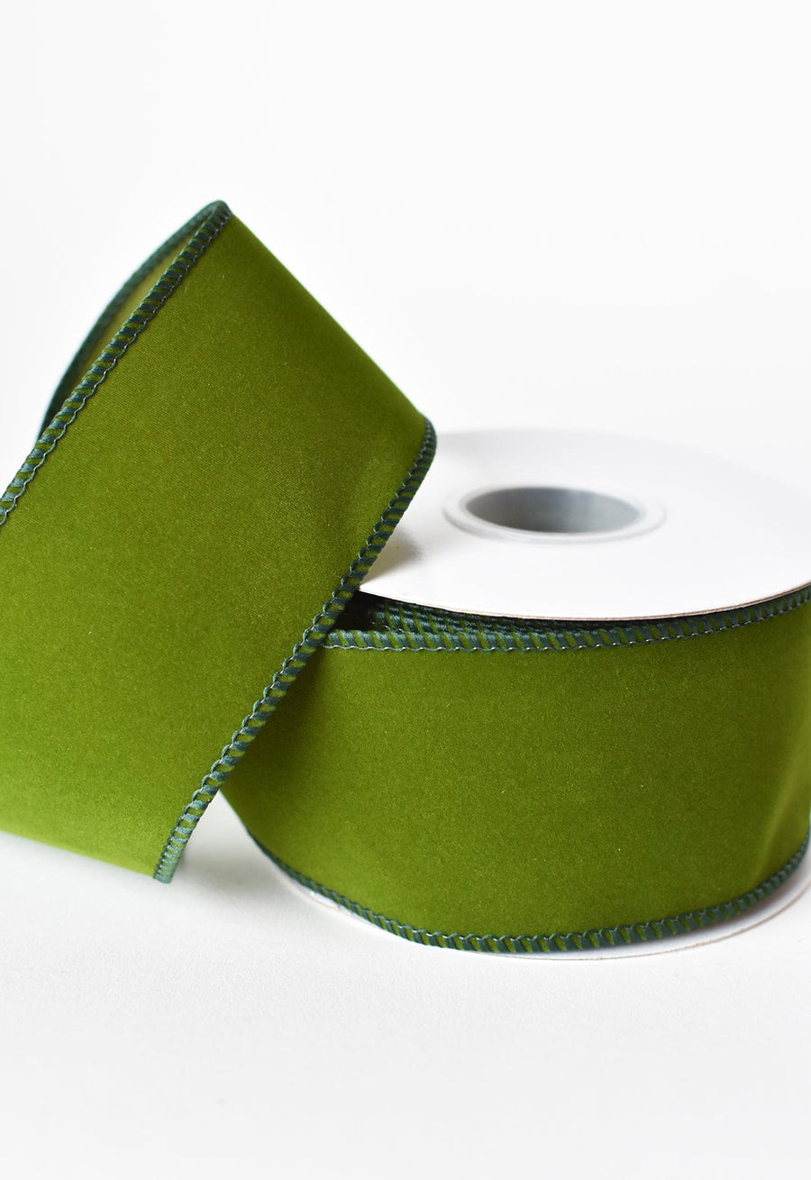Ribbon Traditions 2.5 Wired Suede Velvet Ribbon Hunter Green - 10 Yards 