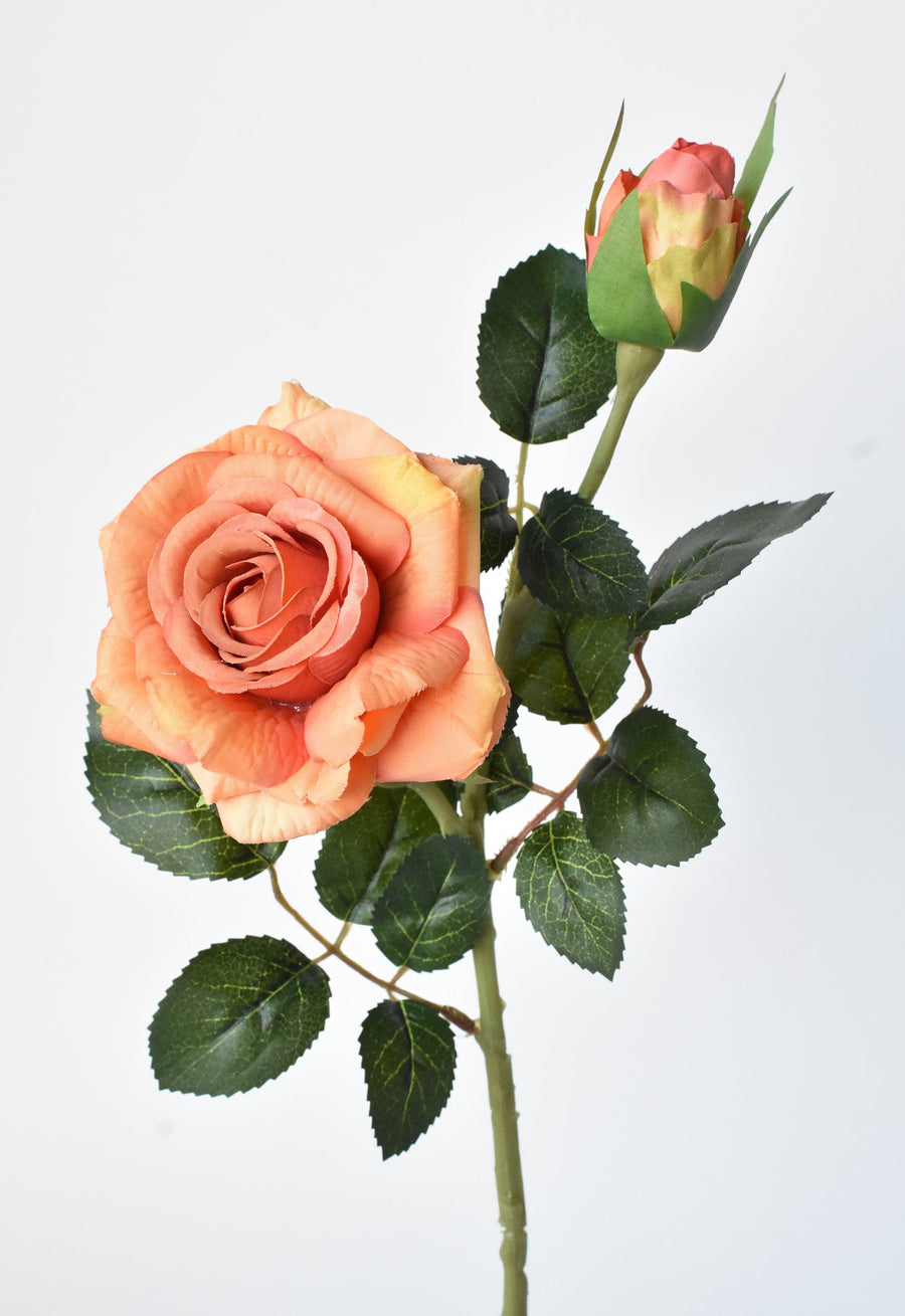 18" Faux Orange Rose Stem