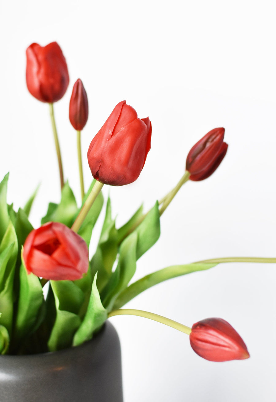 18" Faux Red Tulip Stem Bundle