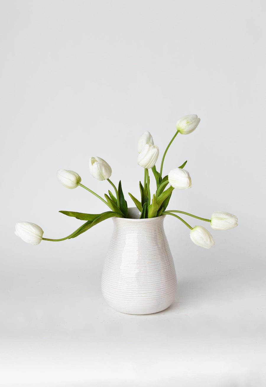 15" Faux White Real Touch Tulip Stem