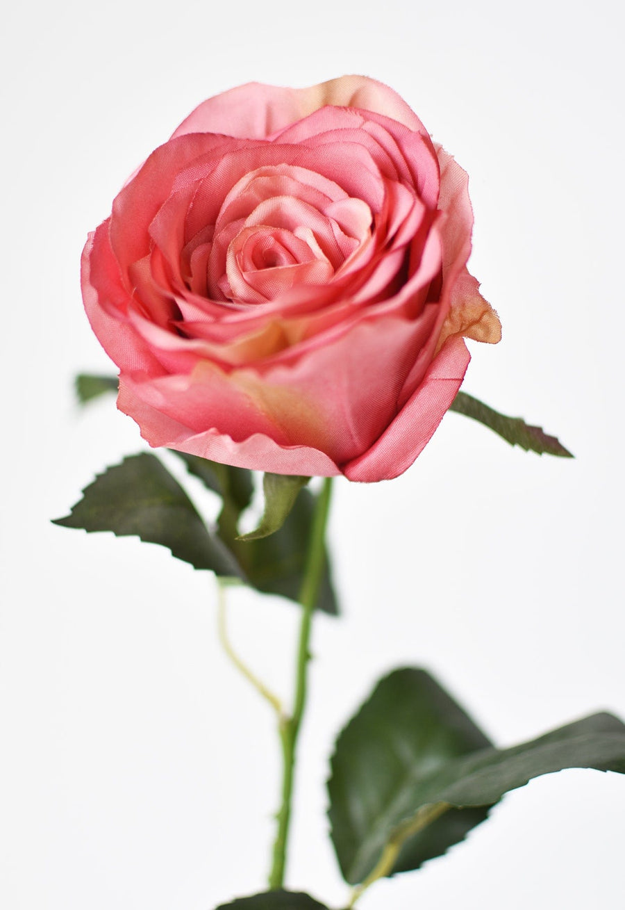22" Faux Large Rose Bud Stem Cerise / Pink