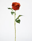 22" Faux Large Rose Bud Stem Deep Orange
