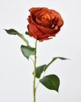 22" Faux Large Rose Bud Stem Deep Orange