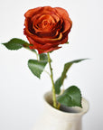 22" Faux Large Rose Bud Stem Deep Orange