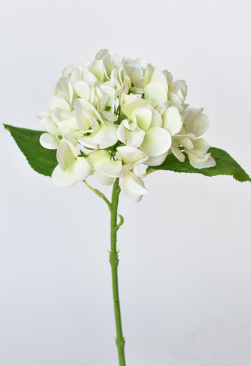 13" Faux Real Touch Green/White Hydrangea Stem