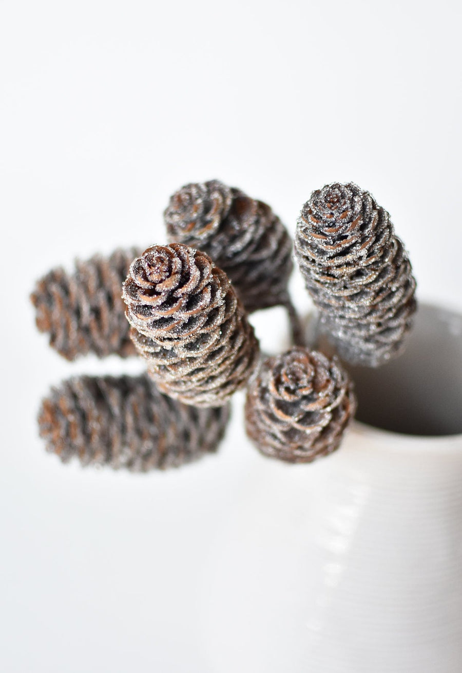 8.5" Faux Sugared Pinecone Pick
