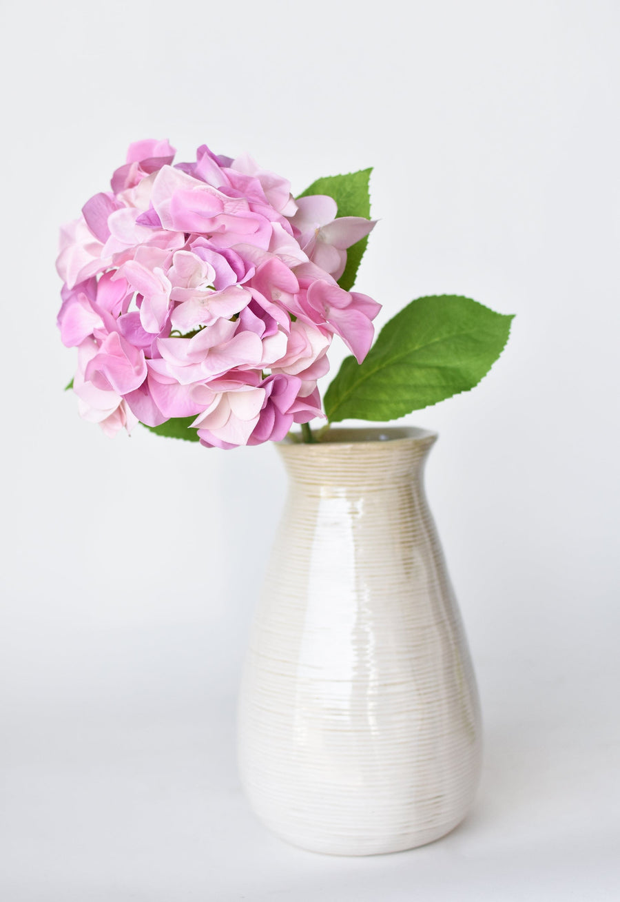19" Faux Real Touch Pink Hydrangea Stem