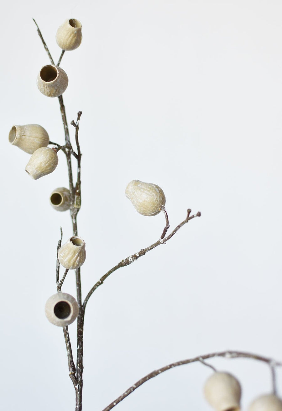 34" Faux Beige Eucalyptus Pod Spray Stem