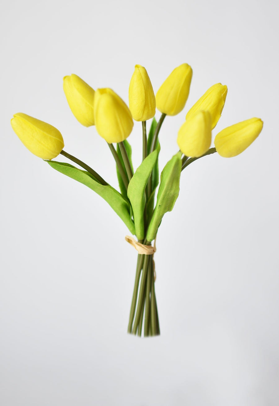 10" Faux Real Touch Yellow Tulip Stem Bundle