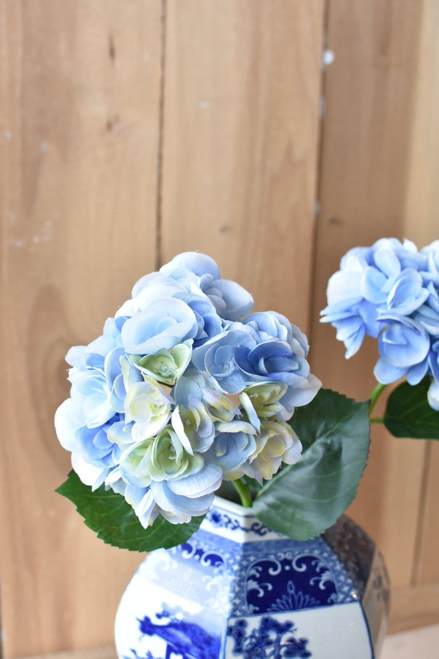 19" Faux Hydrangea Stem Soft Blue