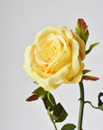 27" Faux Yellow Open Garden Rose Stem