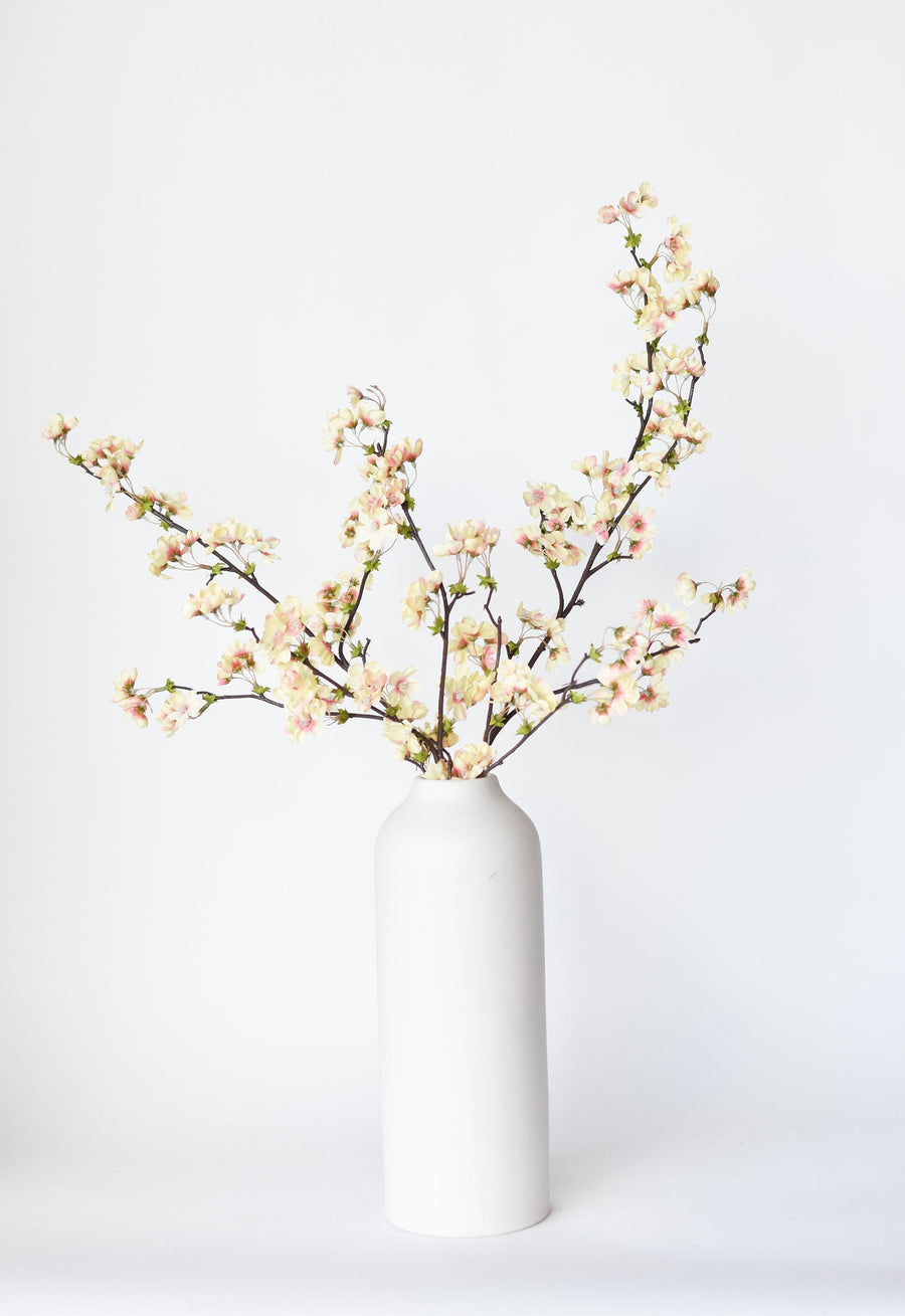 36" Faux Quince Blossom Apricot Cream Stem Flowering Branch