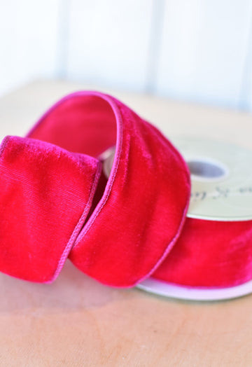 2.5" x 10yd Fuchsia/Hot Pink Velvet Ribbon