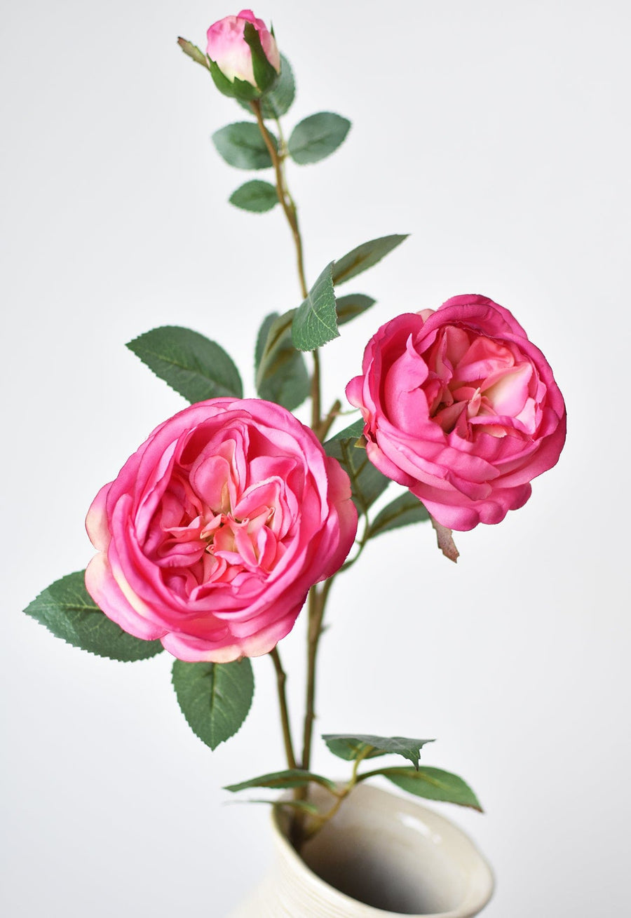 29" Faux Fuchsia Cabbage Rose Stem