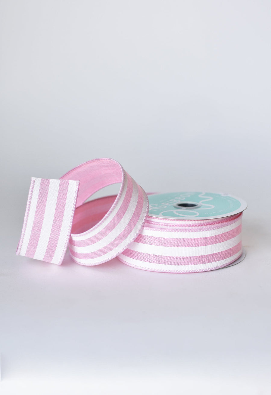 1 1/2" x 10yd Pink and White Stripe Ribbon