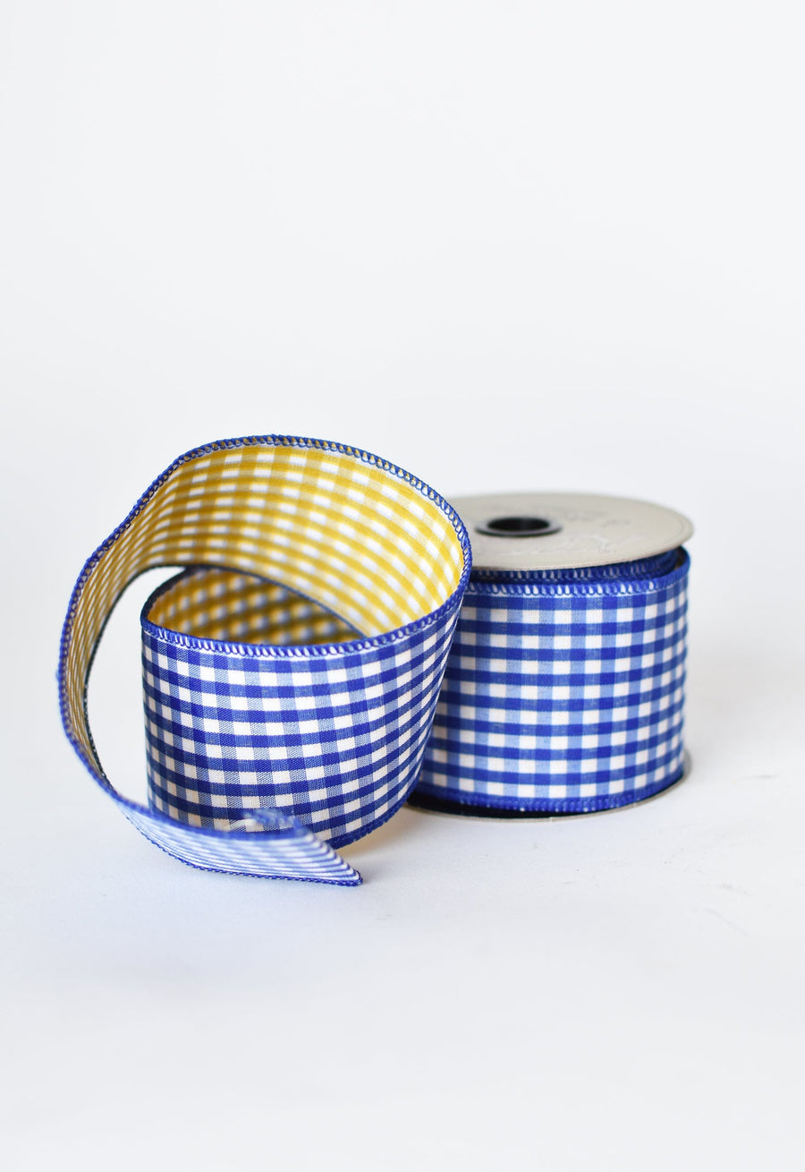2.5" x 10yd Royal Blue/Yellow Checkered Ribbon