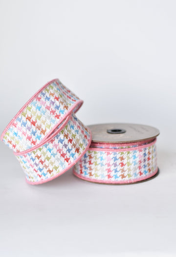 1 1/2" x 10yd Multicolor Spring Houndstooth Ribbon