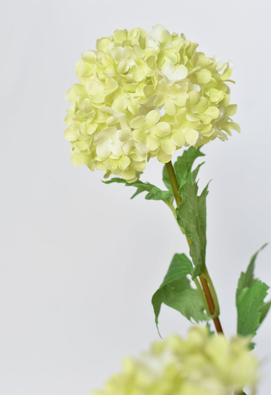 29” Faux Snowball Hydrangea Stem Green White