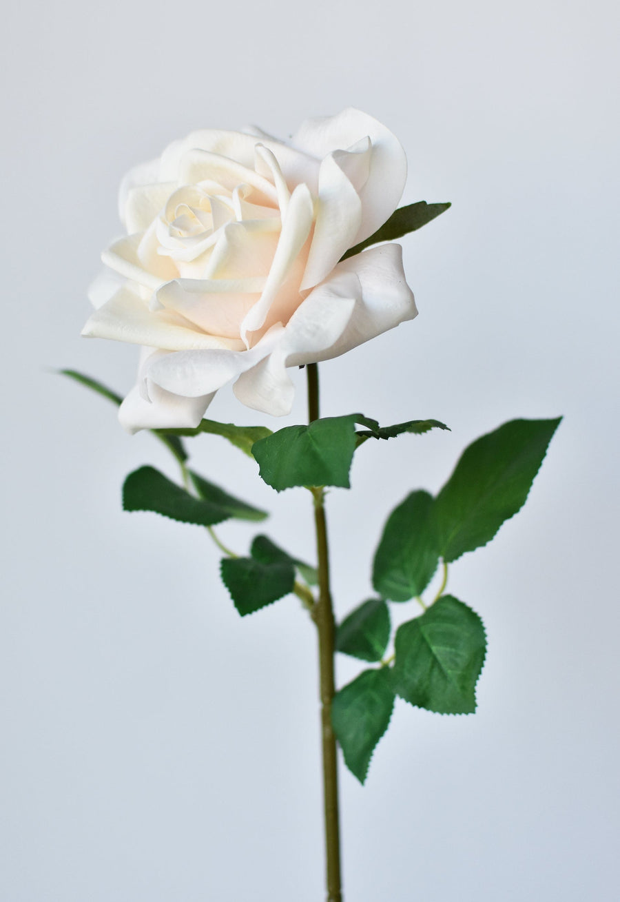25" Faux Real Touch Cream/Ivory Garden Rose Stem