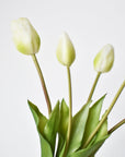 18" Faux Tulip Stem Bundle White Green