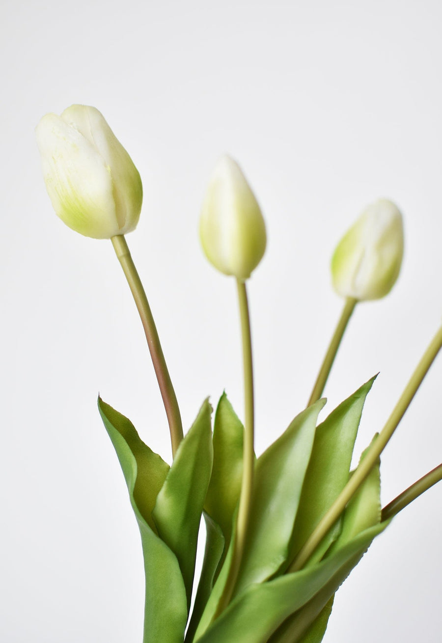 18" Faux Tulip Stem Bundle White Green