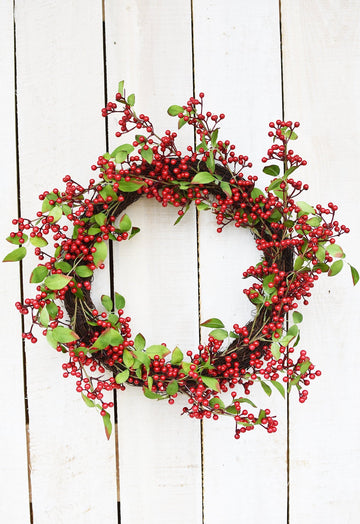 24" Faux Red Berry Wreath