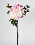 23.5" Faux Pink / Cream Dahlia w/Bud Stem