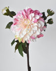 23.5" Faux Pink / Cream Dahlia w/Bud Stem