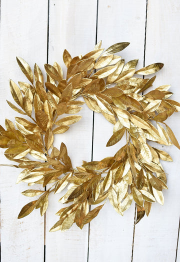 24" Faux Gold Bay Leaf Wreath