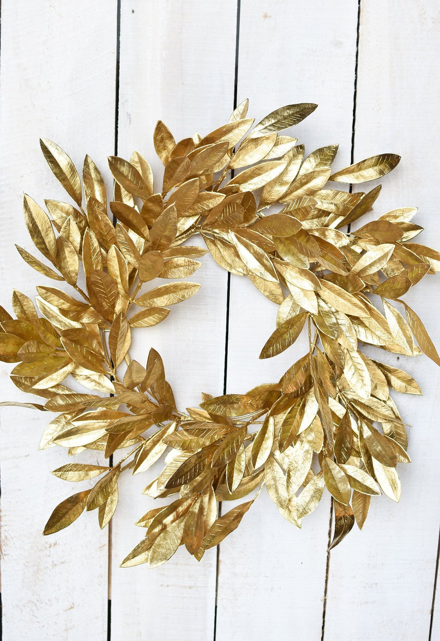 24" Faux Gold Bay Leaf Wreath