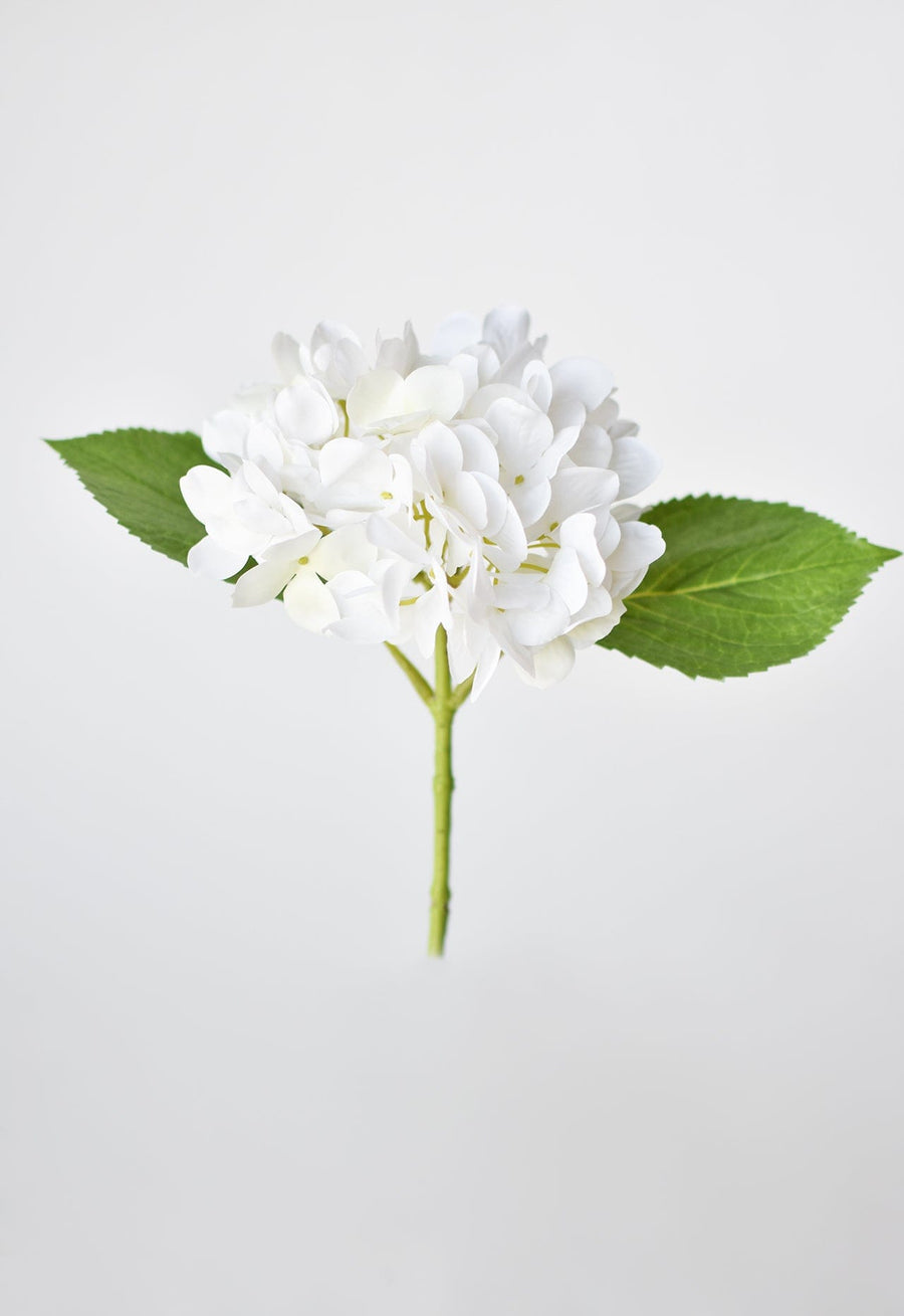 10" Faux White Hydrangea Stem
