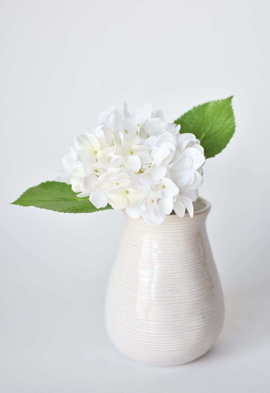 10" Faux White Hydrangea Stem
