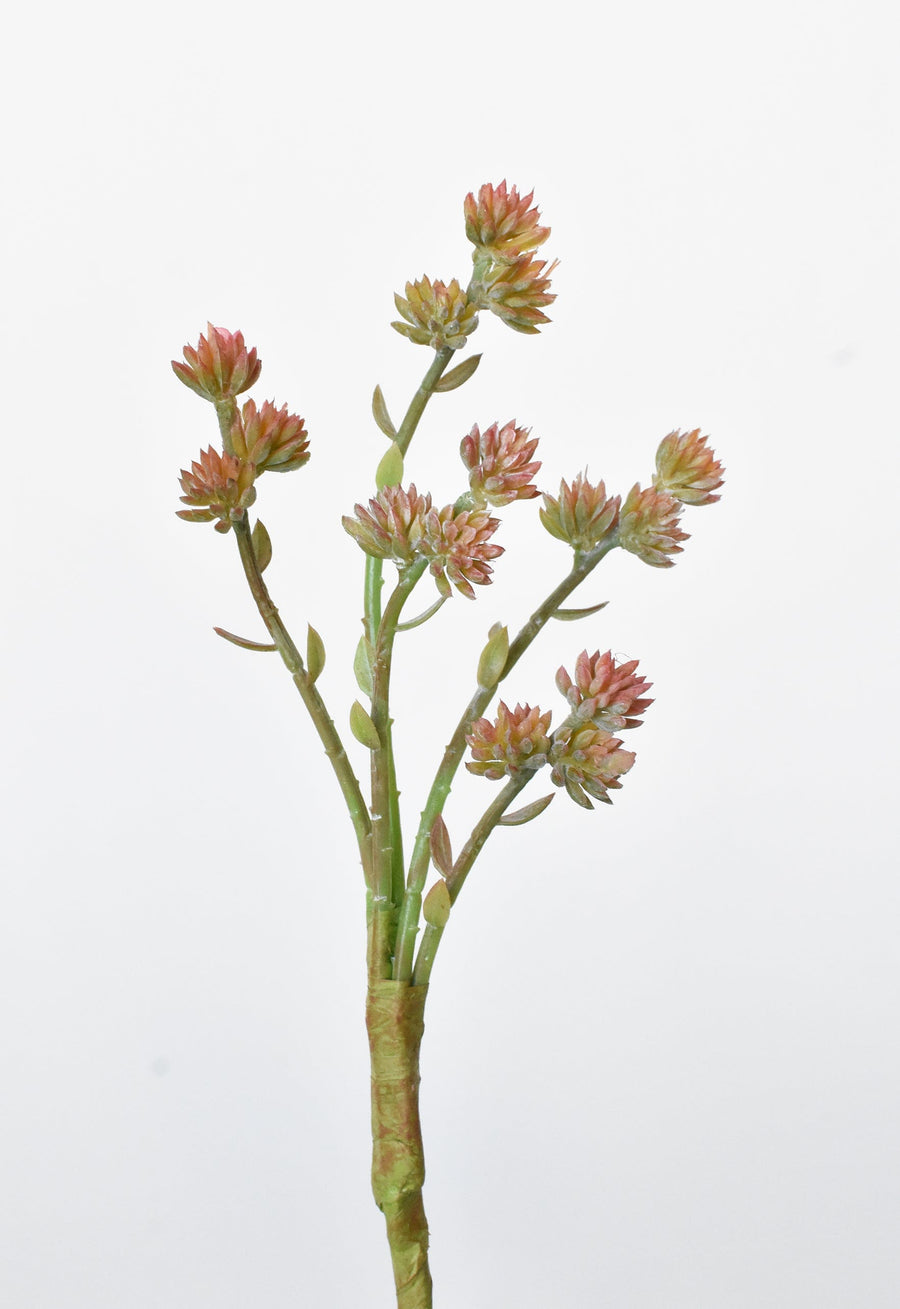 11" Faux Green/Pink Sedum Spray