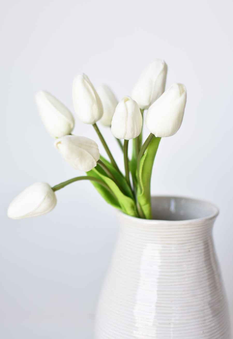 10" Faux Soft Touch Tulip Stem Bundle White