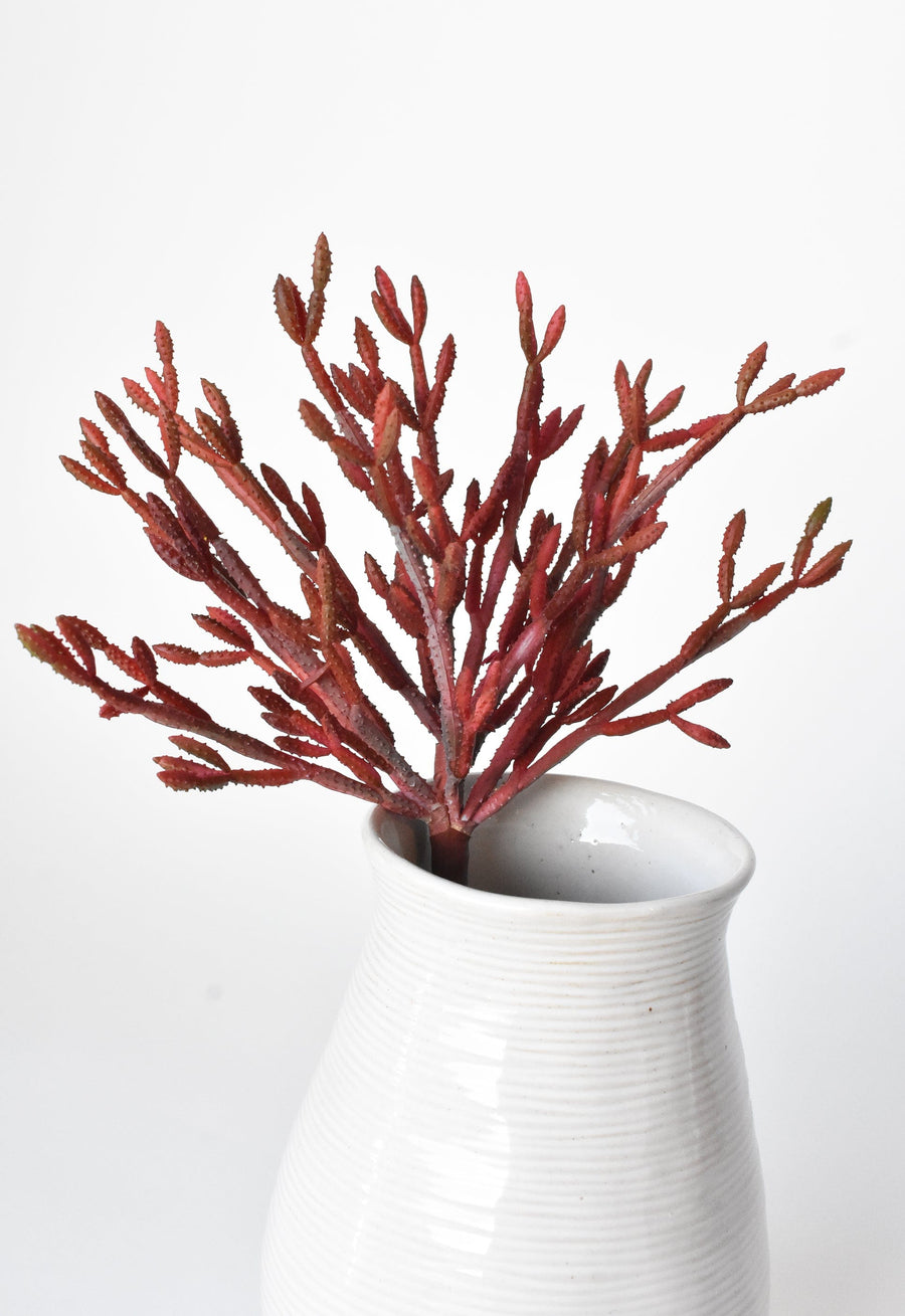 13" Faux Red Pencil Cactus Spray