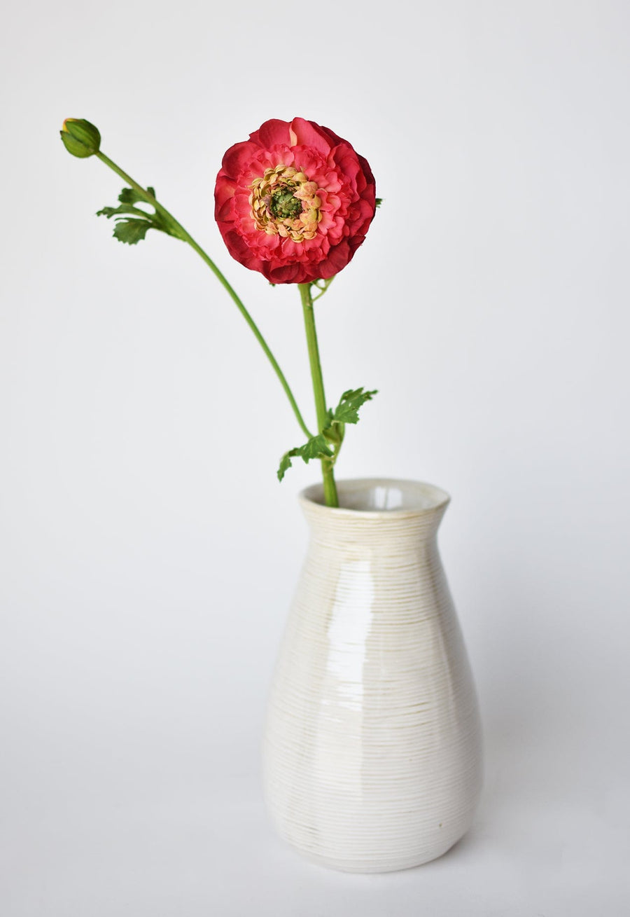 21" Faux Double Ruffled Ranunculus Stem Red