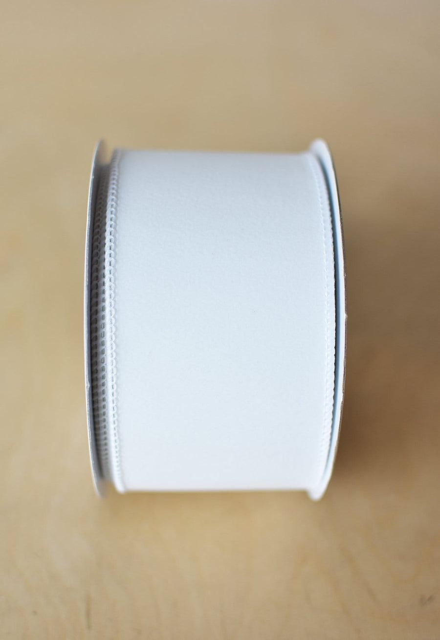 2.5" x 10 yd Outdoor White Faux Velvet Ribbon