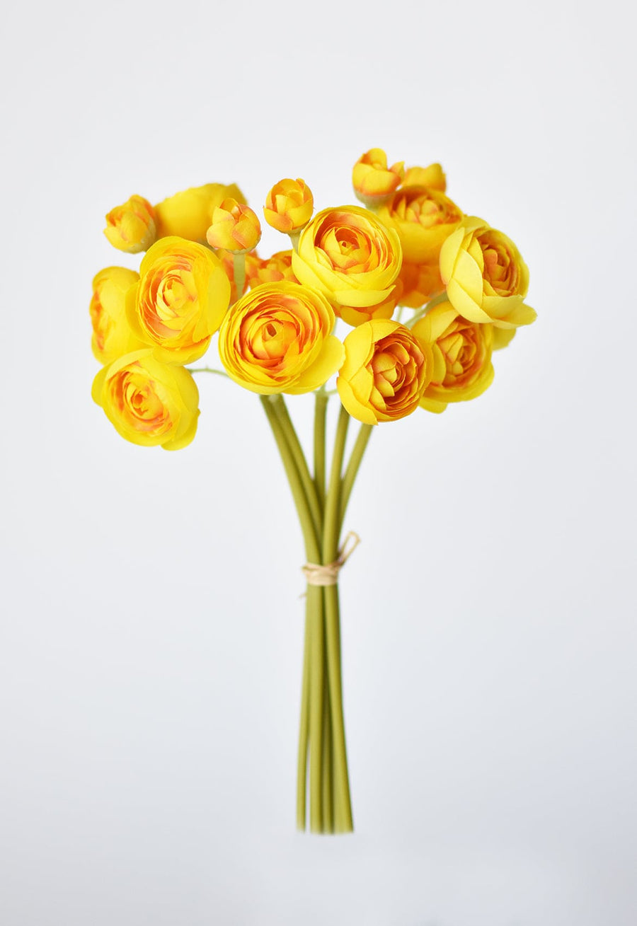 10" Faux Yellow Ranunculus Stem Bundle