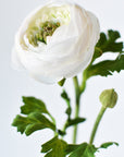 13" Faux White Ranunculus Stem