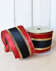 4" x 10yd Red+Black Striped Ribbon