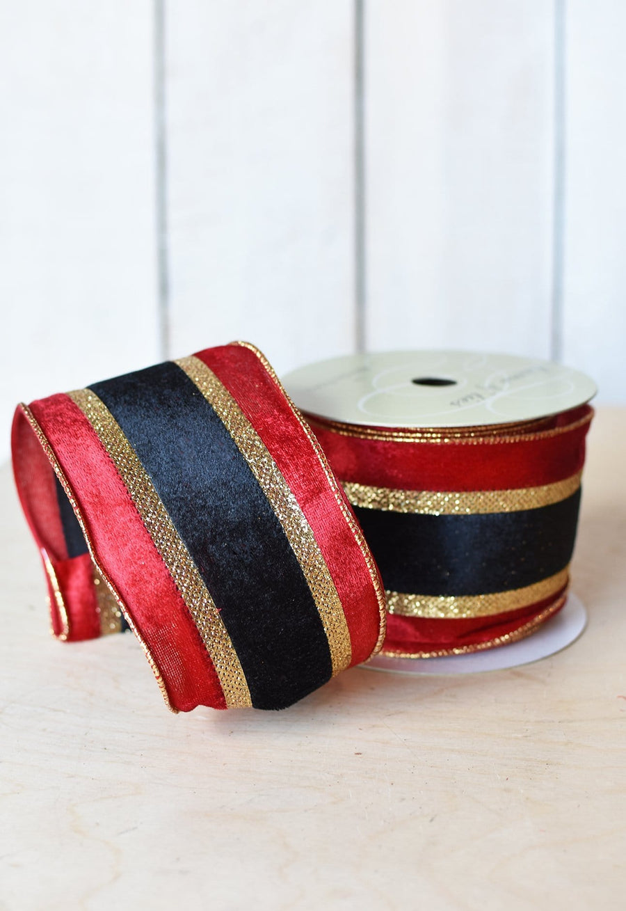 4" x 10yd Red+Black Striped Ribbon
