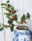 28" Faux Red Holly Stem