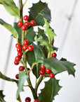 28" Faux Red Holly Stem