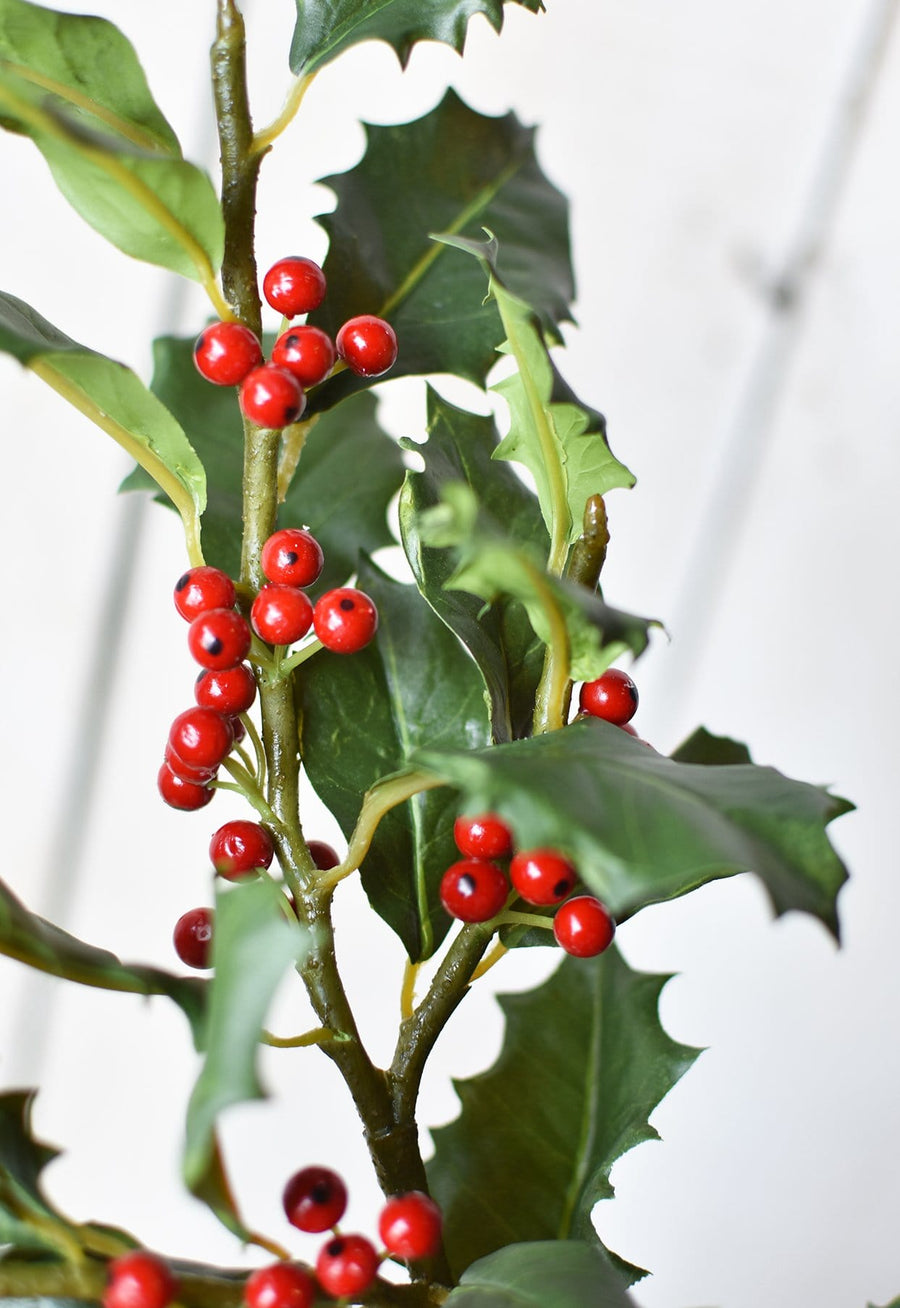 28" Faux Red Holly Stem