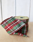 4"X10yd Red + Green Plaid Ribbon