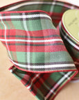 4"X10yd Red + Green Plaid Ribbon